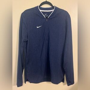Nike Men's Dri-Fit Quarter Zip Long Sleeved Pullover Navy Blue Size Small